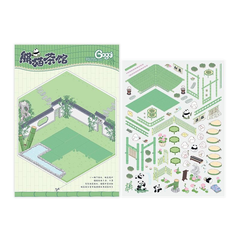 Sticker Scenes! DIY Coffee Flower|Panda Tea House|Bakery Shop|Dream Apartment - OPICRAFT
