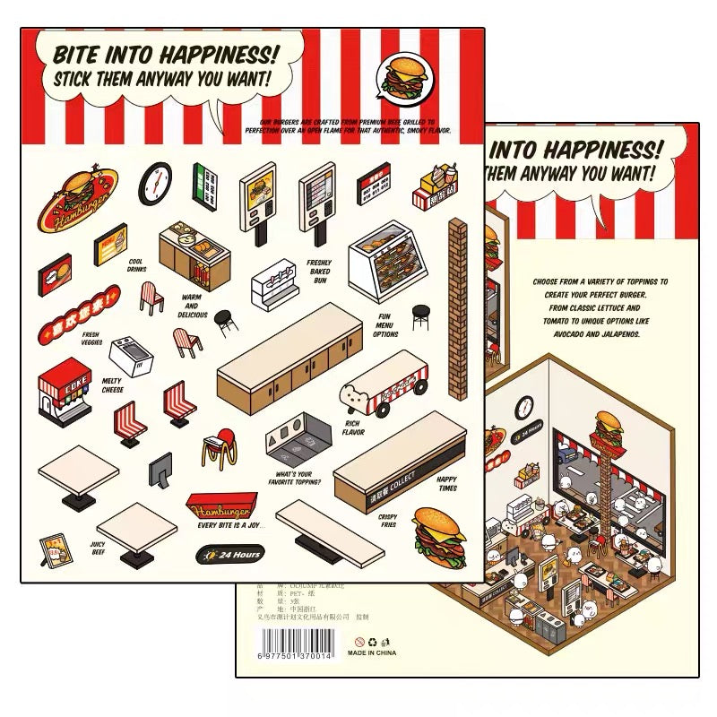 DIY 3D Sticker Scene,Make Your Own Baking Shop|Fresh Market|Bookstore|Laundry - OPICRAFT