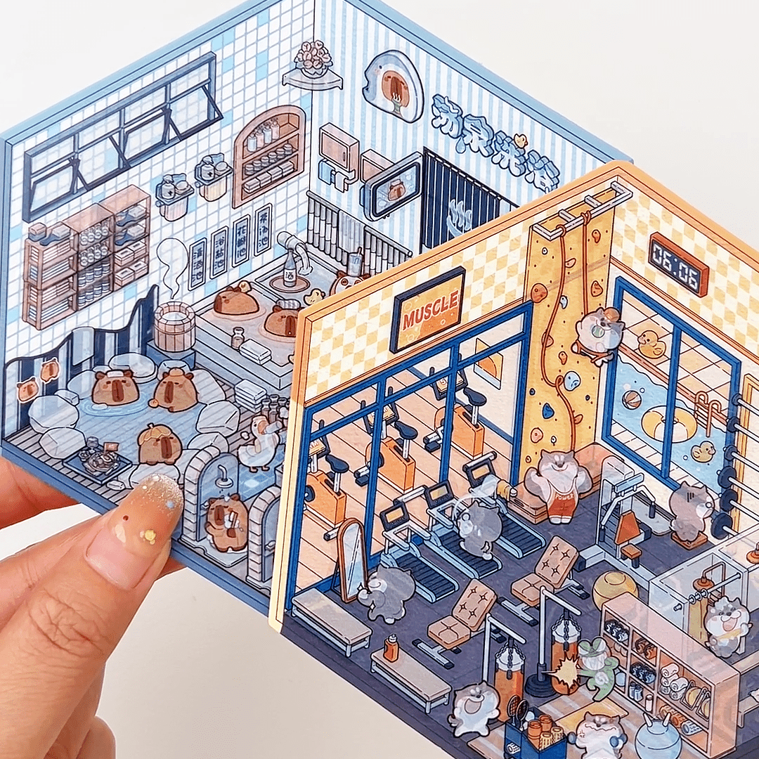 Stickers Scene, Make your Own Warm Home|Music Bar|Hot Spring|Gymnasium - OPICRAFT