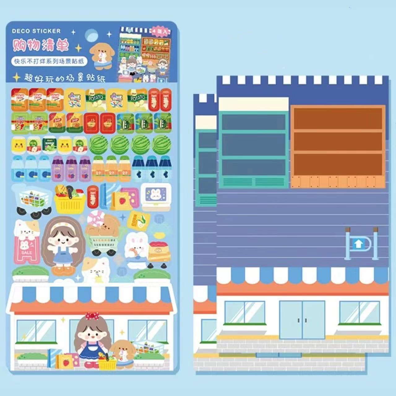 DIY Sushi Restaurant|Flower House|Cake Bread Shop|Book Shop|Shopping Sticker Scene - OPICRAFT
