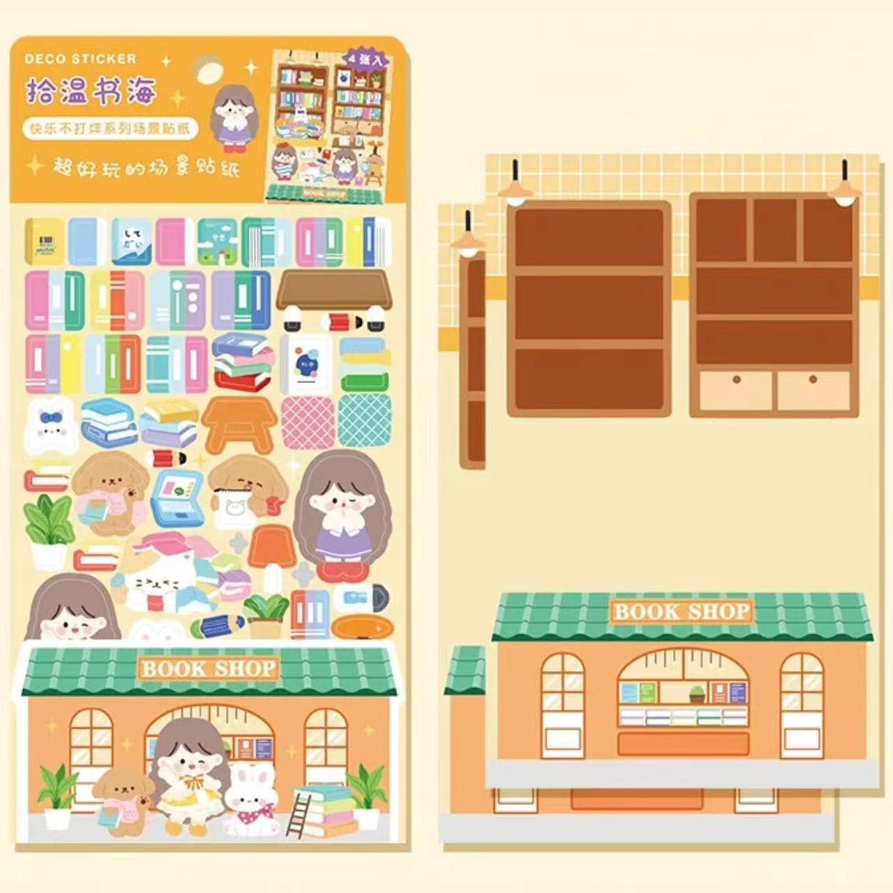 DIY Sushi Restaurant|Flower House|Cake Bread Shop|Book Shop|Shopping Sticker Scene - OPICRAFT