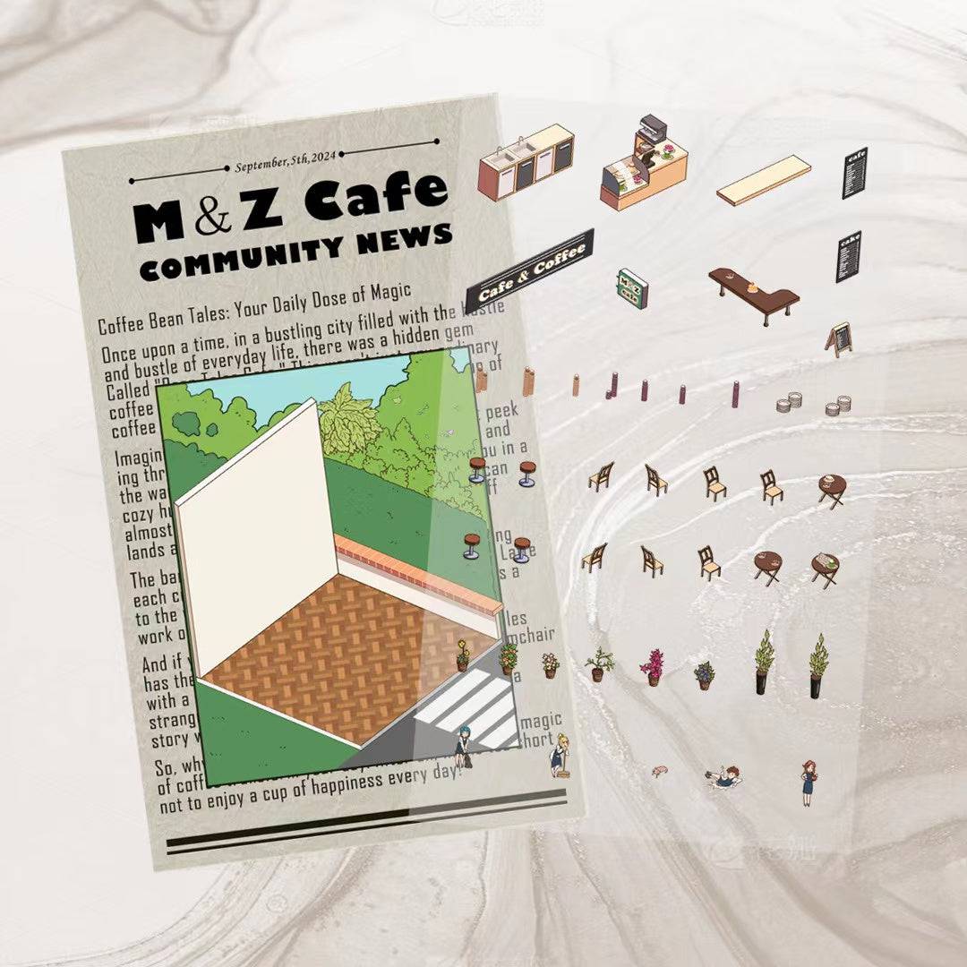 DIY 4 Miniature Scene Stickers: Potions Classroom|Deep Sea Mystery Hall|Traditional Chinese House|Cafe Shop - OPICRAFT