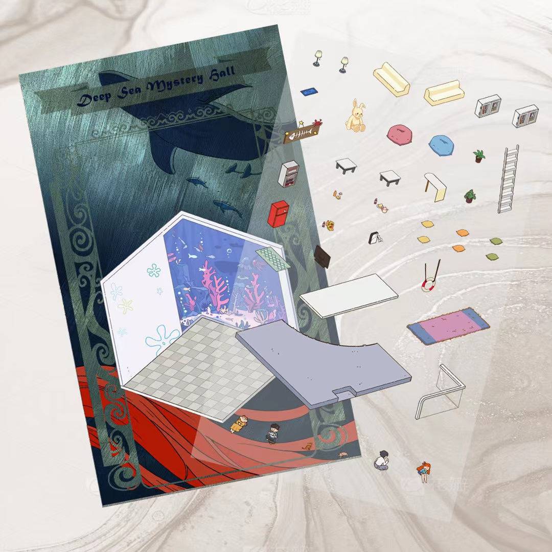 DIY 4 Miniature Scene Stickers: Potions Classroom|Deep Sea Mystery Hall|Traditional Chinese House|Cafe Shop - OPICRAFT