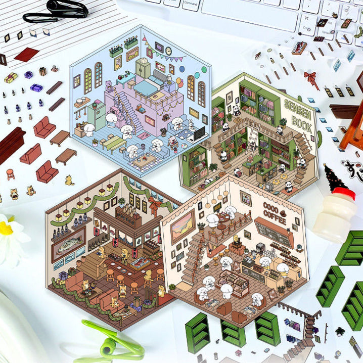 Stickers Scene, Make your Own Warm Home|Music Bar|Hot Spring|Gymnasium - OPICRAFT