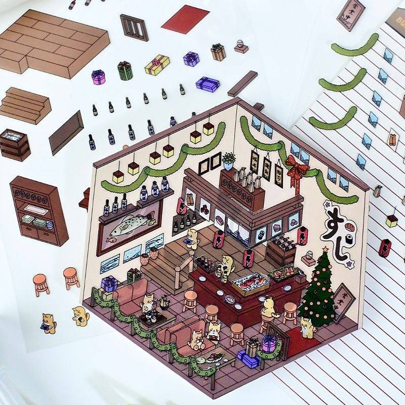 Stickers Scene, Make your Own Warm Home|Music Bar|Hot Spring|Gymnasium - OPICRAFT