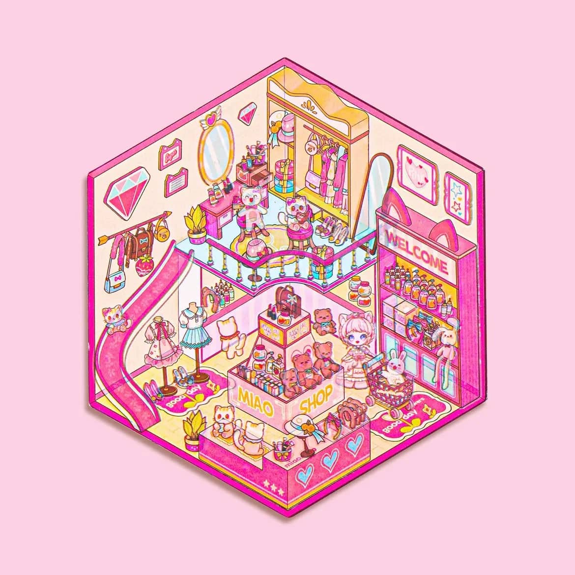 3D Sticker Play Scenes! Pet Coffee|Dessert Store|Girl Shop|Video Arcade - OPICRAFT