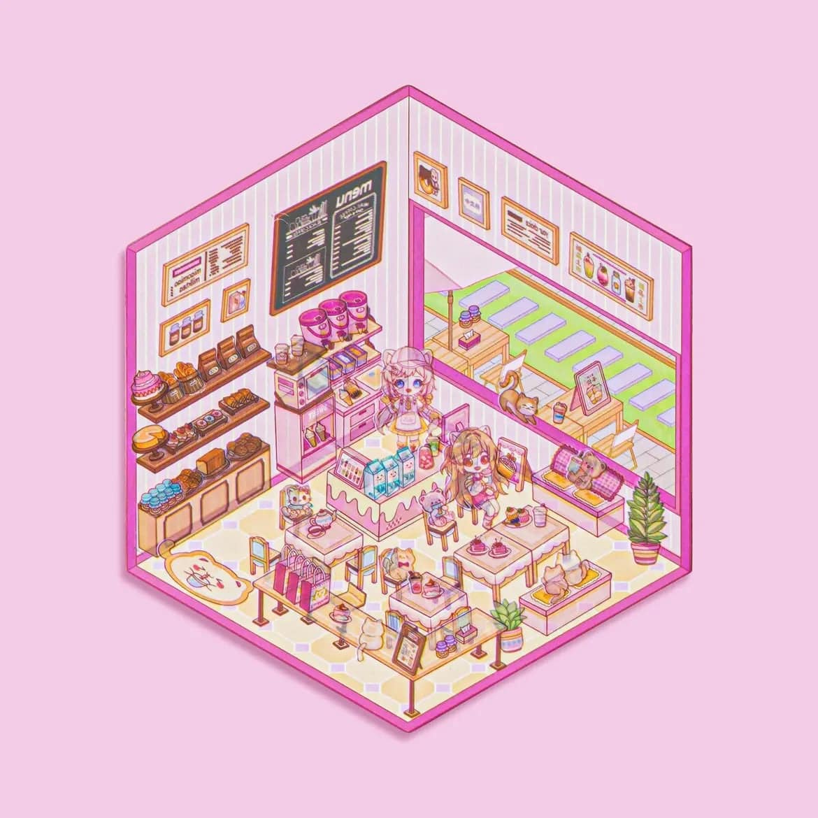 3D Sticker Play Scenes! Pet Coffee|Dessert Store|Girl Shop|Video Arcade - OPICRAFT