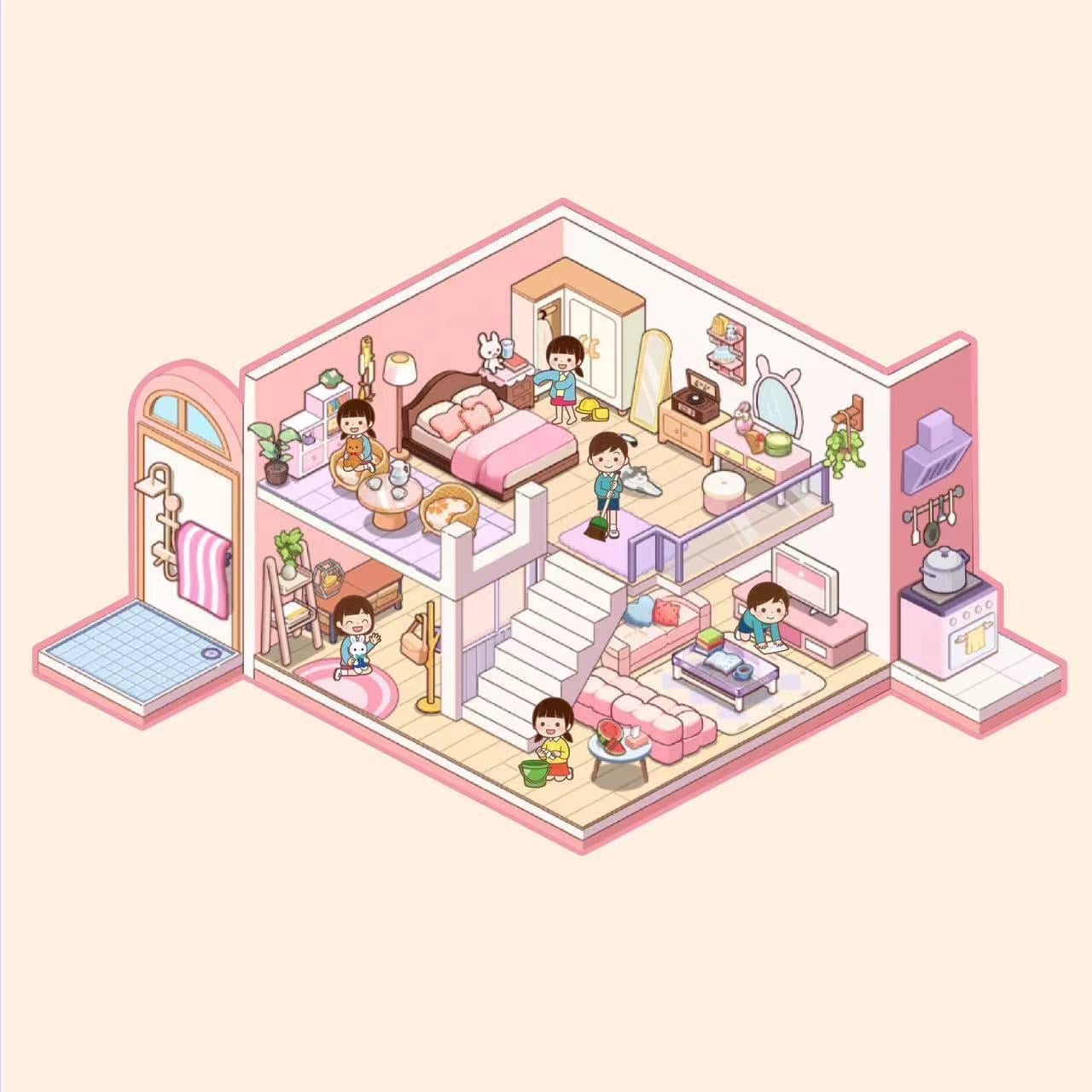3D Sticker Play Scenes! Create Pool Party|Dessert Street|Pink Loft|Video Arcade - OPICRAFT