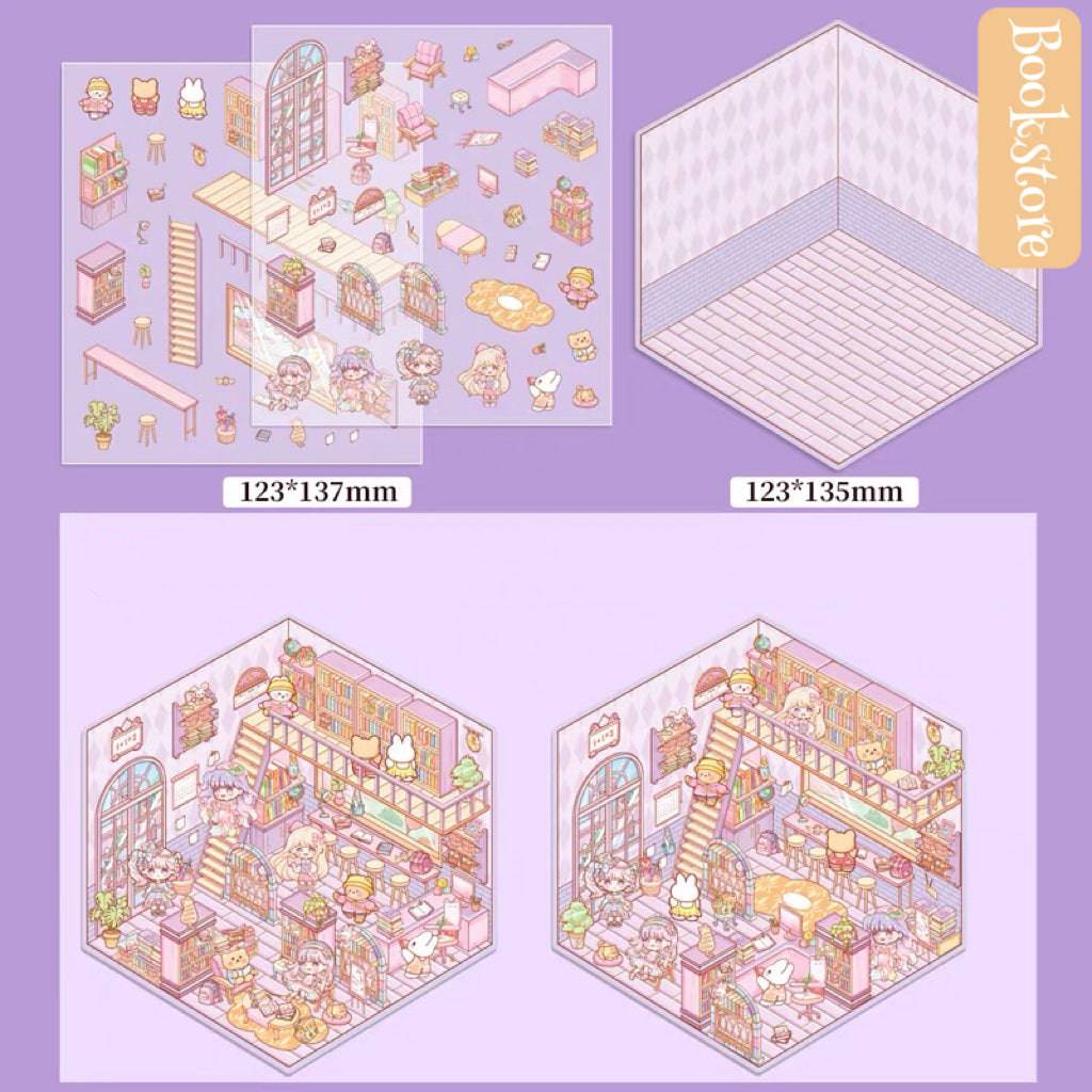 3D Puppy Restaurant Bakery Shop Convenience Store Sticker Scenes - OPICRAFT