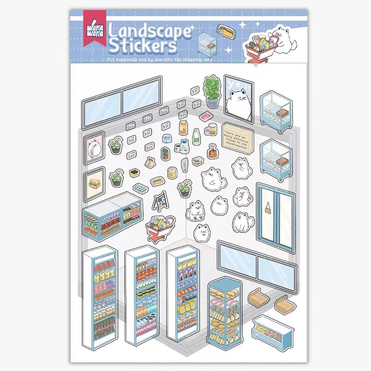 Sticker Play Scenes, Make A Grocery Store|Library|Buffet|Bakery|Bathroom|Panda Room - OPICRAFT