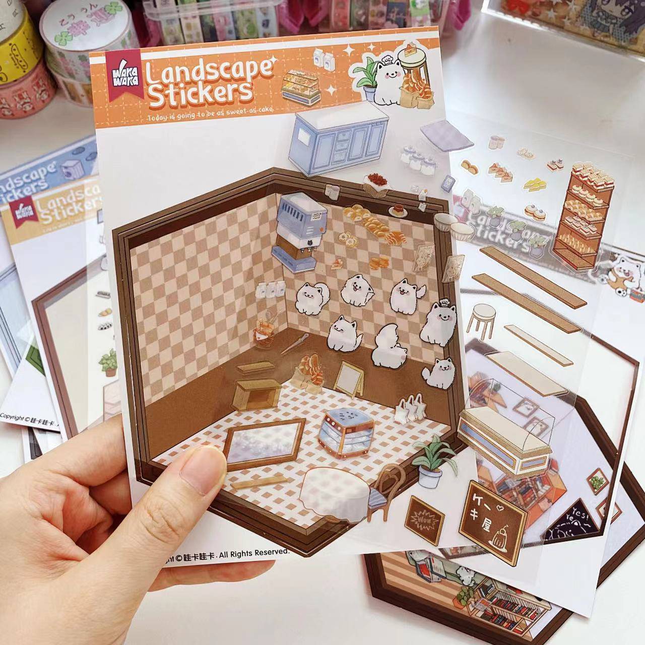Sticker Play Scenes, Make A Grocery Store|Library|Buffet|Bakery|Bathroom|Panda Room - OPICRAFT