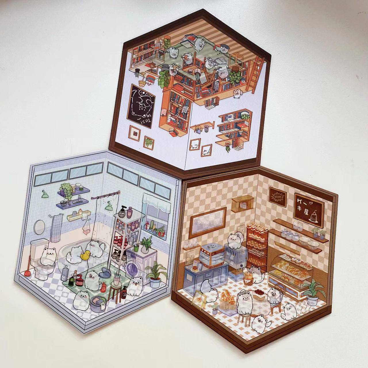 Sticker Play Scenes, Make A Grocery Store|Library|Buffet|Bakery|Bathroom|Panda Room - OPICRAFT