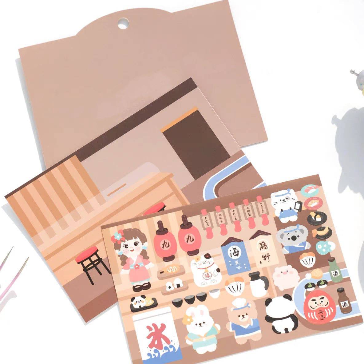 DIY Beach Party|Spring Outing|Dessert Shop|Sushi Restaurant Sticker Scenes - OPICRAFT