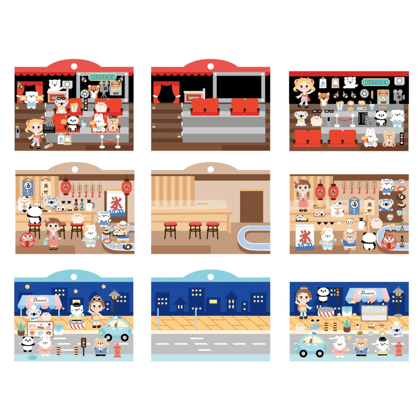 DIY Beach Party|Spring Outing|Dessert Shop|Sushi Restaurant Sticker Scenes - OPICRAFT