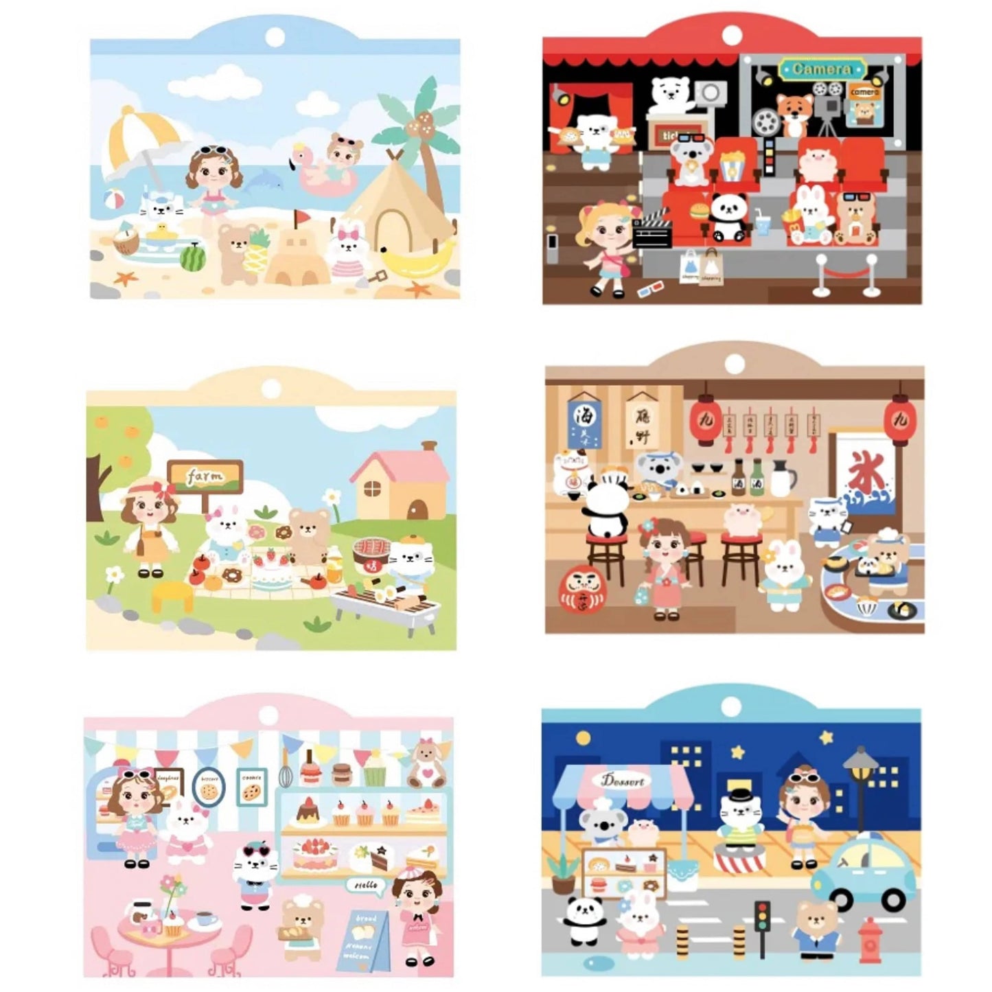 DIY Beach Party|Spring Outing|Dessert Shop|Sushi Restaurant Sticker Scenes - OPICRAFT
