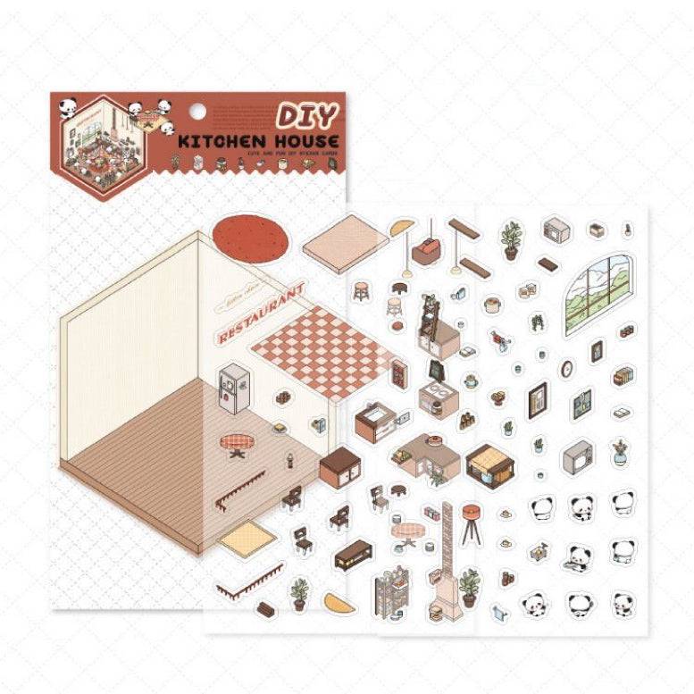 Panda Theme House Bookstore Kitchen Super Shop Stickers Scene - OPICRAFT