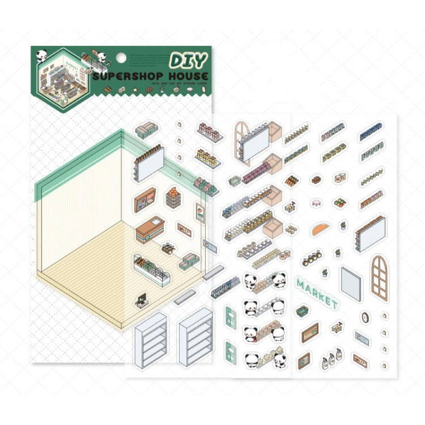 Panda Theme House Bookstore Kitchen Super Shop Stickers Scene - OPICRAFT