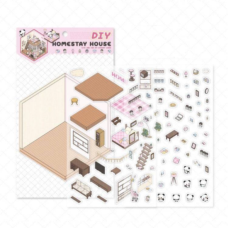 Panda Theme House Bookstore Kitchen Super Shop Stickers Scene - OPICRAFT