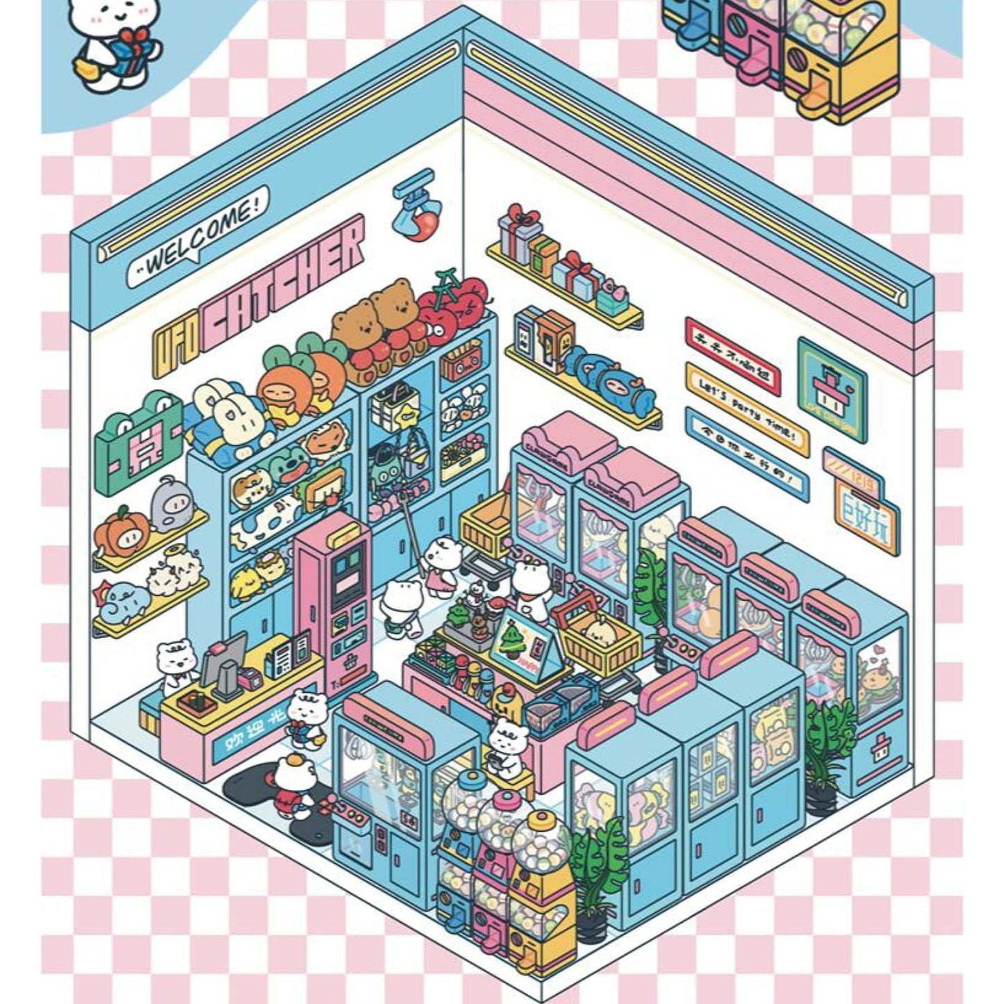 3D Miniature Scene Stickers, Make Claw Machine|Night Market|Bookstore|BurgerShop - OPICRAFT