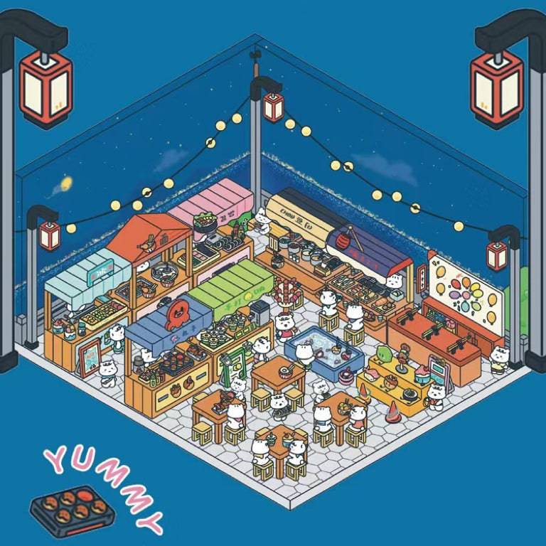3D Miniature Scene Stickers, Make Claw Machine|Night Market|Bookstore|BurgerShop - OPICRAFT