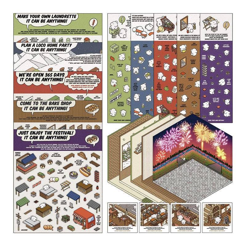 DIY 3D Sticker Scene,Make Your Own Baking Shop|Fresh Market|Bookstore|Laundry - OPICRAFT