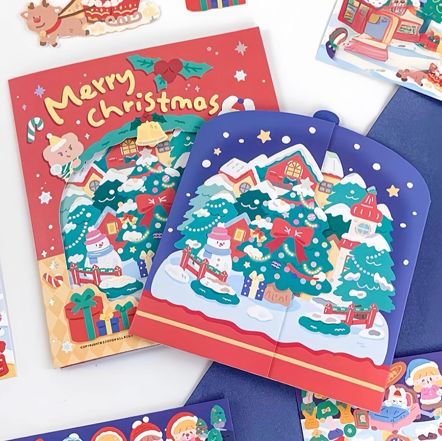 DIY Merry Christmas Sticker Scene Card - OPICRAFT