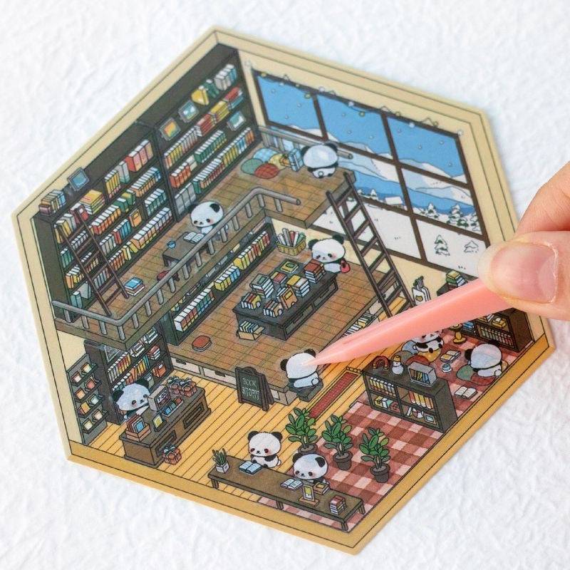 Panda Theme House Bookstore Kitchen Super Shop Stickers Scene - OPICRAFT