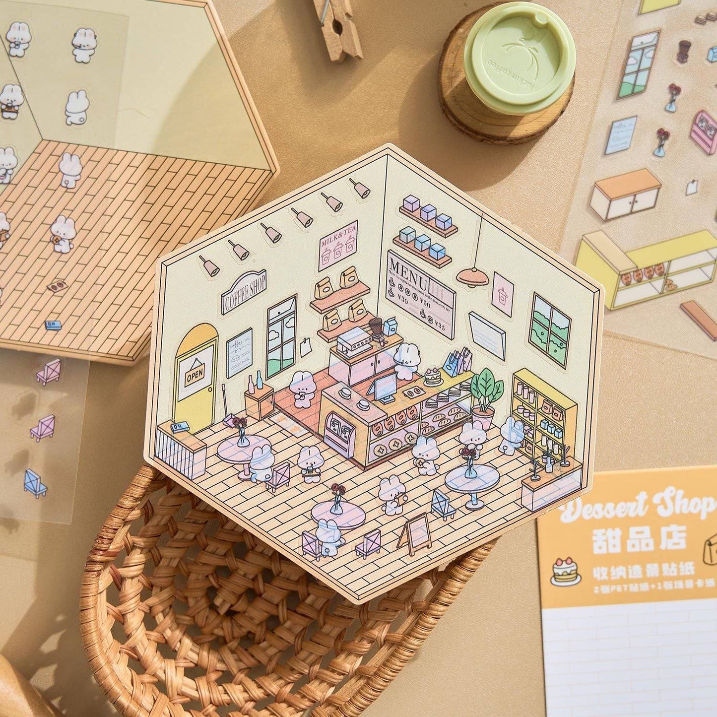 DIY Miniature Sticker Scene,Flower Shop|Bookstore|Dessert Shop|Convenience Store - OPICRAFT
