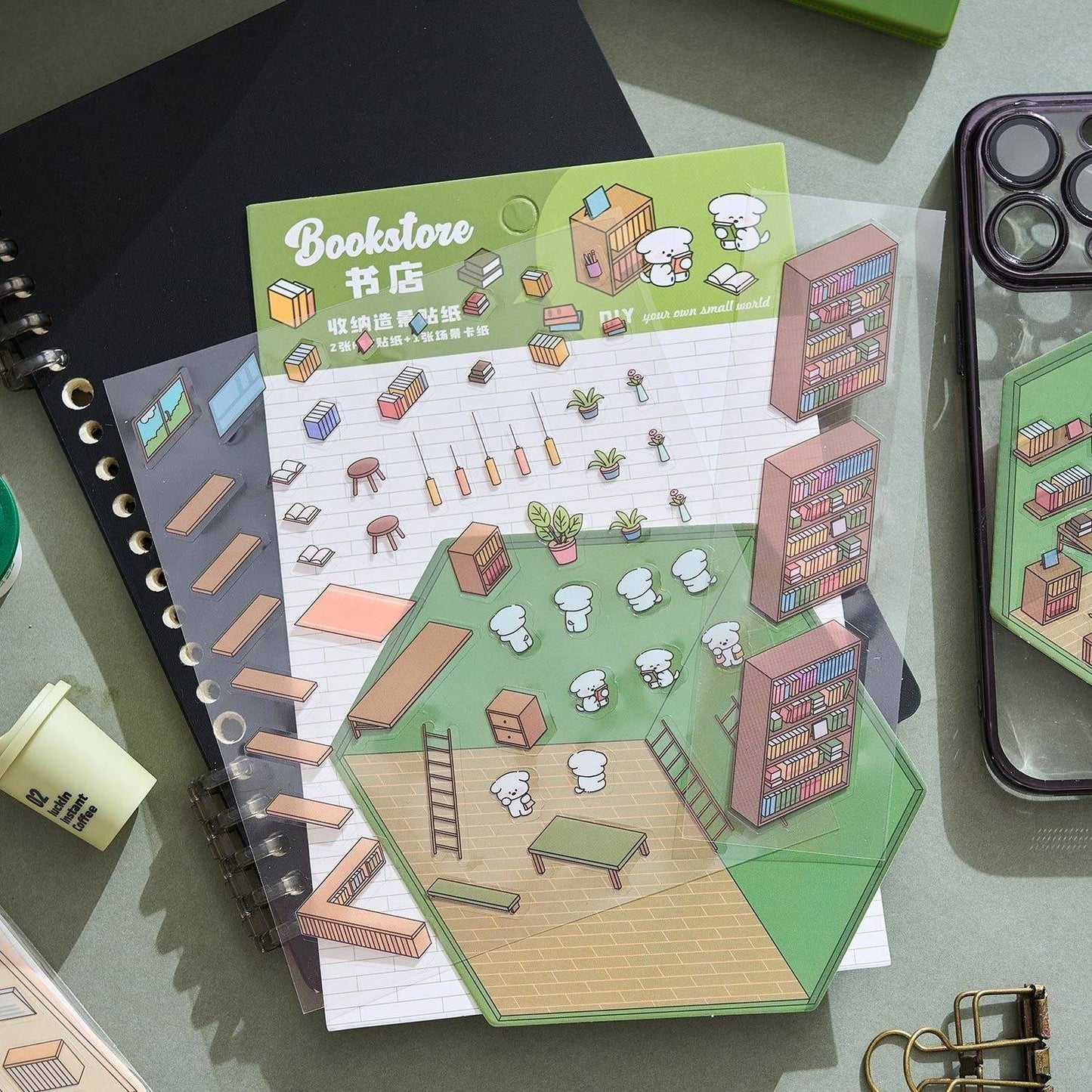 DIY Miniature Sticker Scene,Flower Shop|Bookstore|Dessert Shop|Convenience Store - OPICRAFT