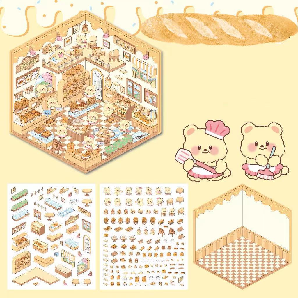 Pink Pony House Bear Bakery Puppy Restaurant Capybara Supermarket Sticker Scene - OPICRAFT