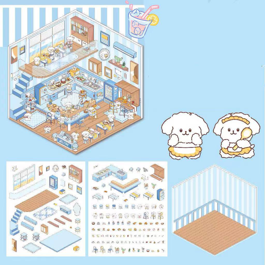 Pink Pony House Bear Bakery Puppy Restaurant Capybara Supermarket Sticker Scene - OPICRAFT