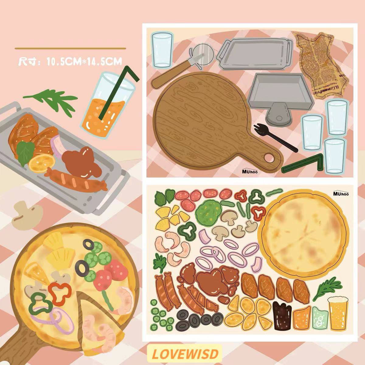 Make A Pizza Christmas Turkey Hairy Crab Happy Farm Food Sticker Scene - OPICRAFT