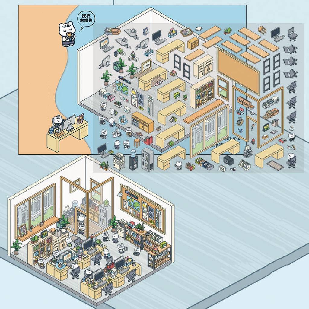 Shop Sticker Scenes! Create DIY Bookstore|Izakaya|Sweet Cake|Burger Shop|Hotpot Restaurant - OPICRAFT