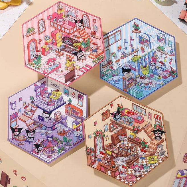 Cartoon 3D Scene Sticker: Make Your Own Kawaii Sweet Home|Coffee Shop|Cake Shop - OPICRAFT