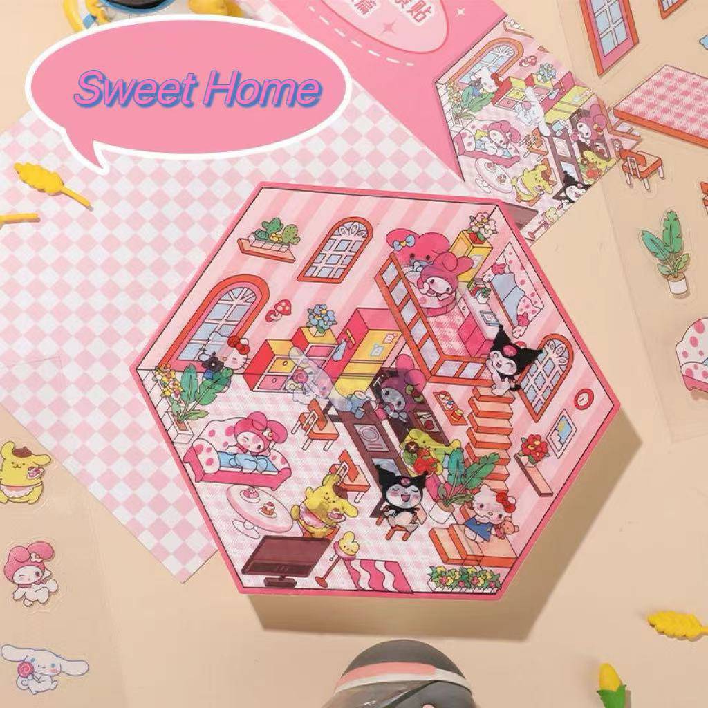 Cartoon 3D Scene Sticker: Make Your Own Kawaii Sweet Home|Coffee Shop|Cake Shop - OPICRAFT