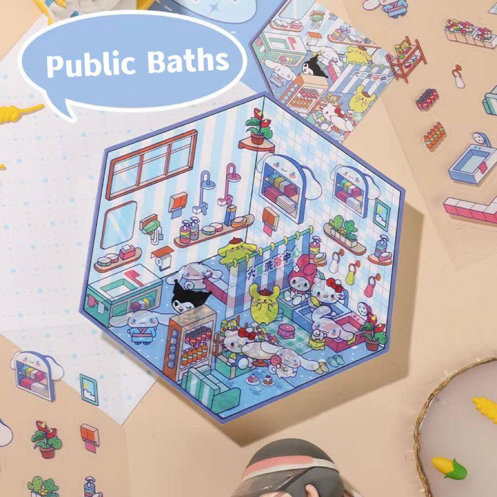 Cartoon 3D Scene Sticker: Make Your Own Kawaii Sweet Home|Coffee Shop|Cake Shop - OPICRAFT