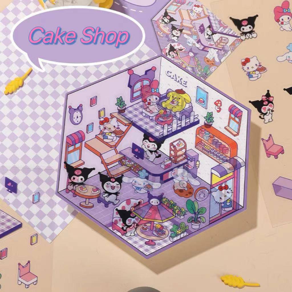 Cartoon 3D Scene Sticker: Make Your Own Kawaii Sweet Home|Coffee Shop|Cake Shop - OPICRAFT