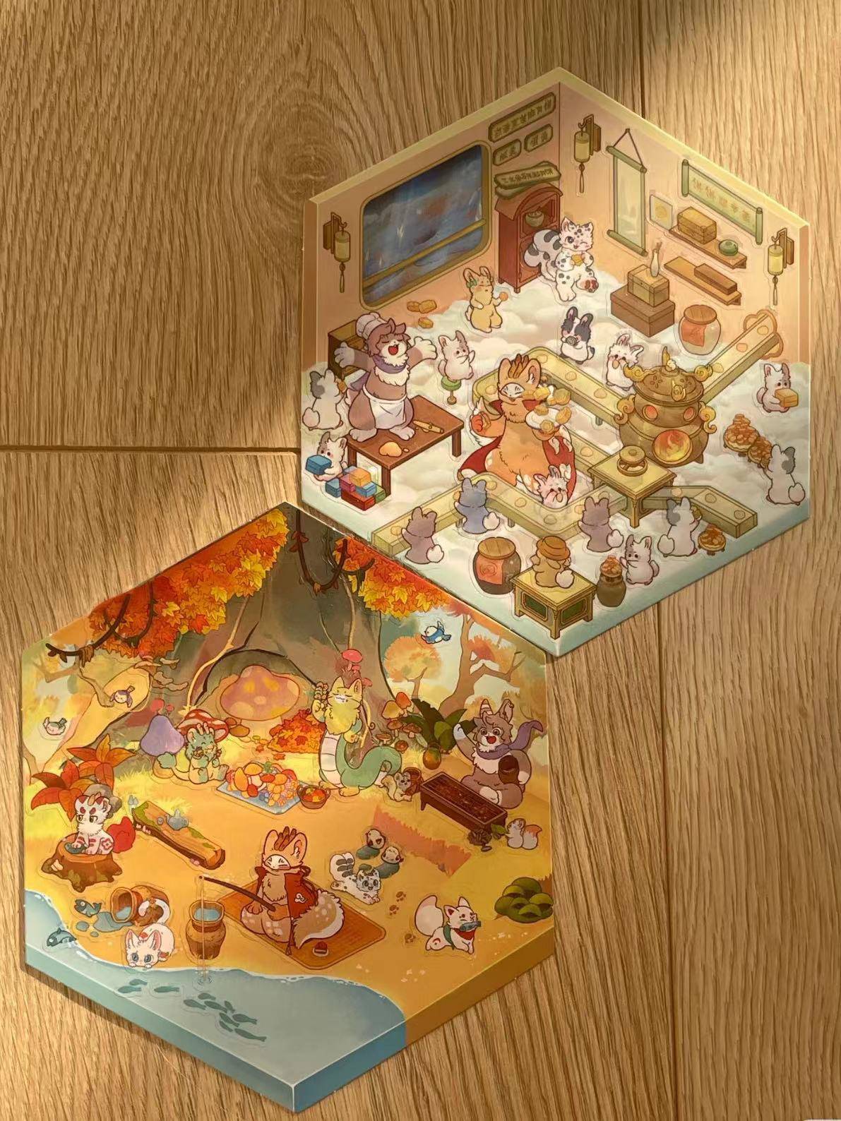 Animal Sticker Scene, DIY 3D Autumn BBQ|Birthday Party|Mooncake Factory|Living Room - OPICRAFT