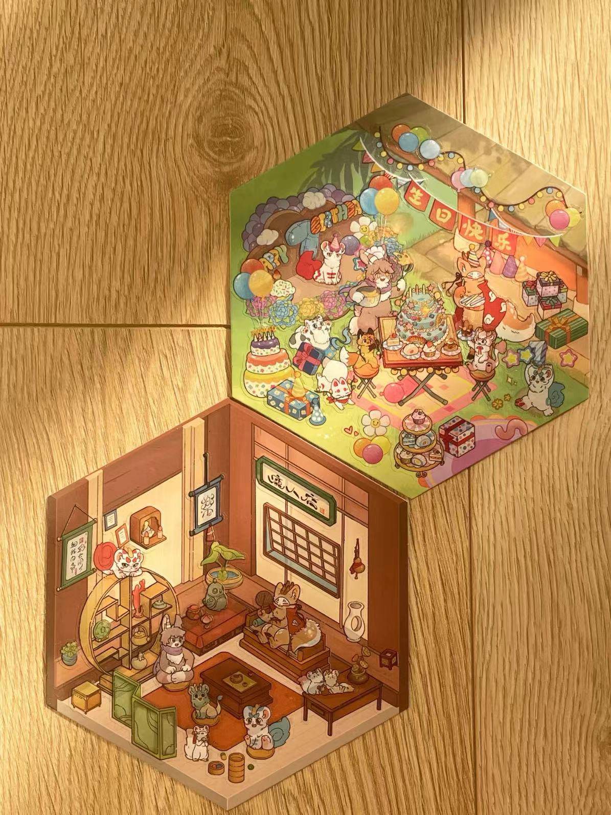 Animal Sticker Scene, DIY 3D Autumn BBQ|Birthday Party|Mooncake Factory|Living Room - OPICRAFT