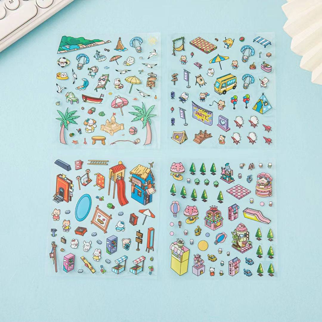 Sticker Scene: DIY Picnic|Magical Library|Spring Party|Beach|Amusement Park|Record Store - OPICRAFT