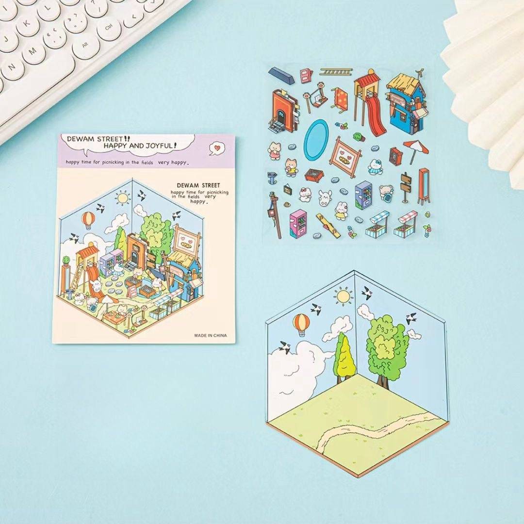 Sticker Scene: DIY Picnic|Magical Library|Spring Party|Beach|Amusement Park|Record Store - OPICRAFT
