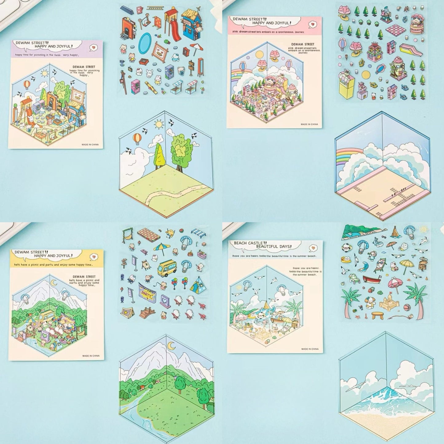 Sticker Scene: DIY Picnic|Magical Library|Spring Party|Beach|Amusement Park|Record Store - OPICRAFT
