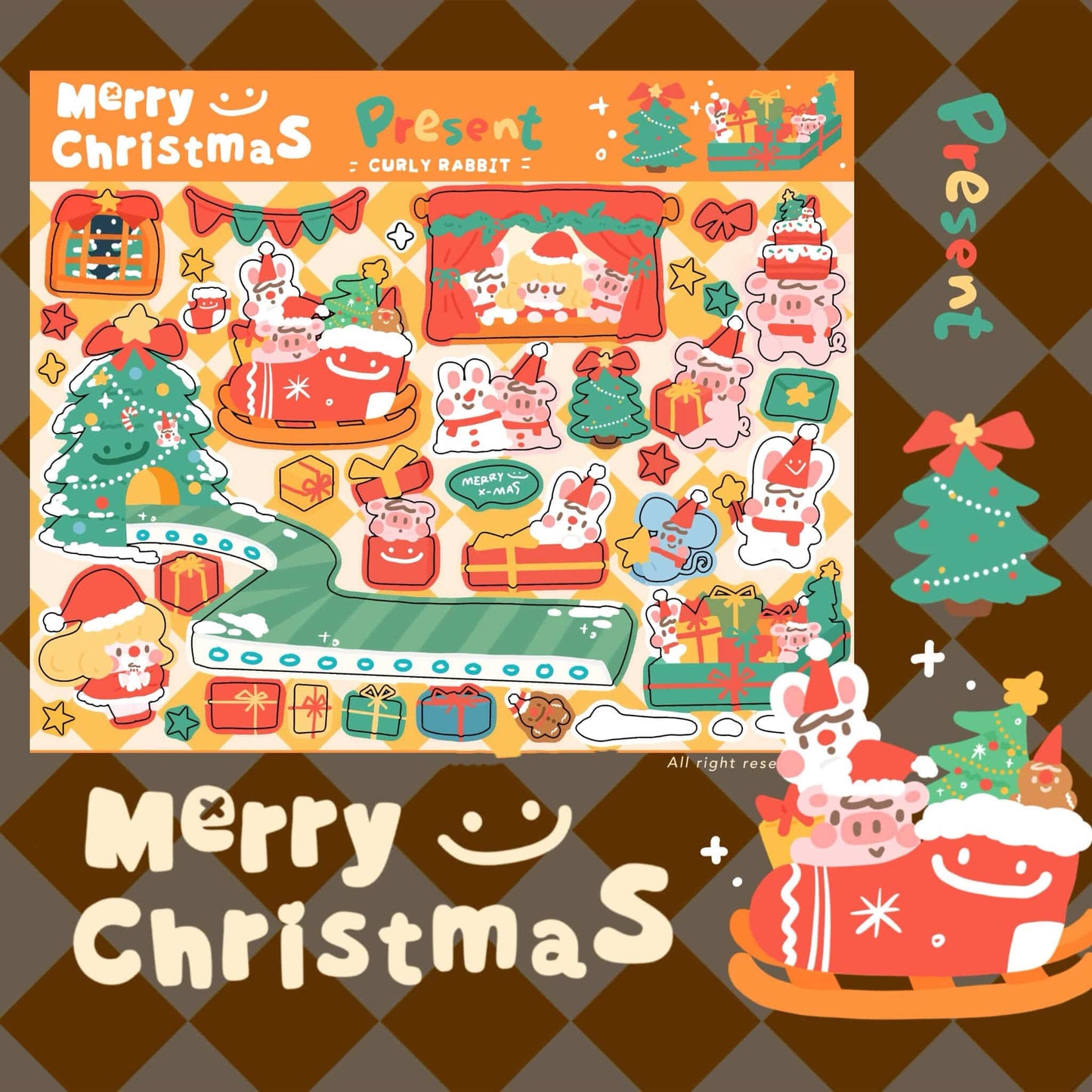 Christmas Stickers|Scrapbook Stickers|Sticker Sheet|Journal Stickers - OPICRAFT