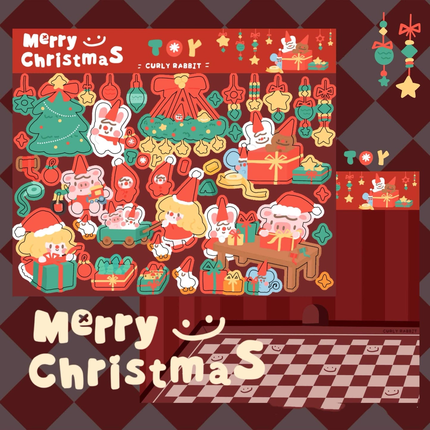Christmas Stickers|Scrapbook Stickers|Sticker Sheet|Journal Stickers - OPICRAFT