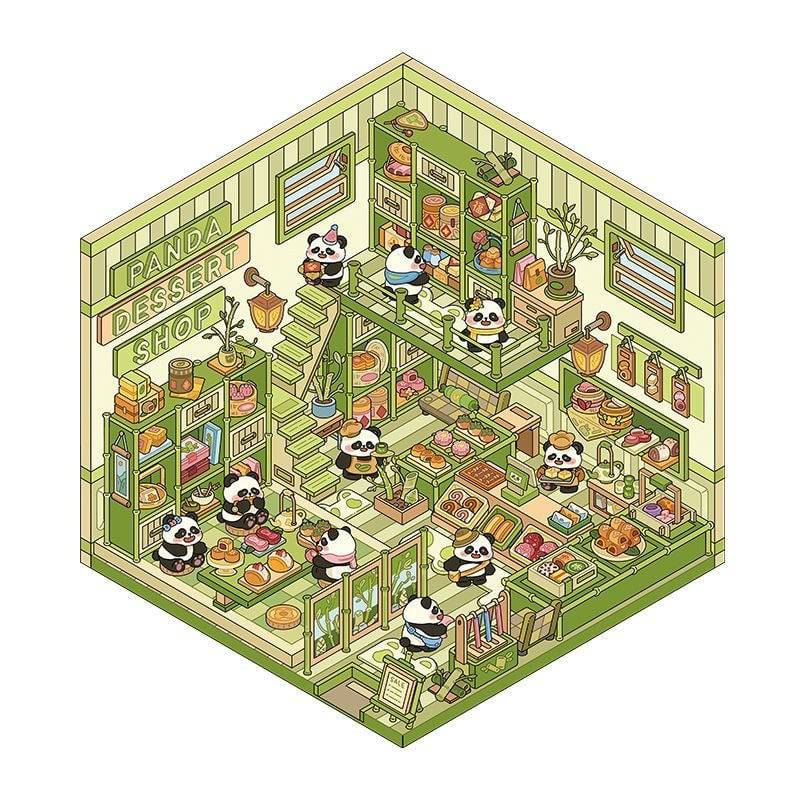 Christmas Stickers Scene! Make A Christmas Party|Gift Shop|Panda Dessert Shop|Hamburger - OPICRAFT