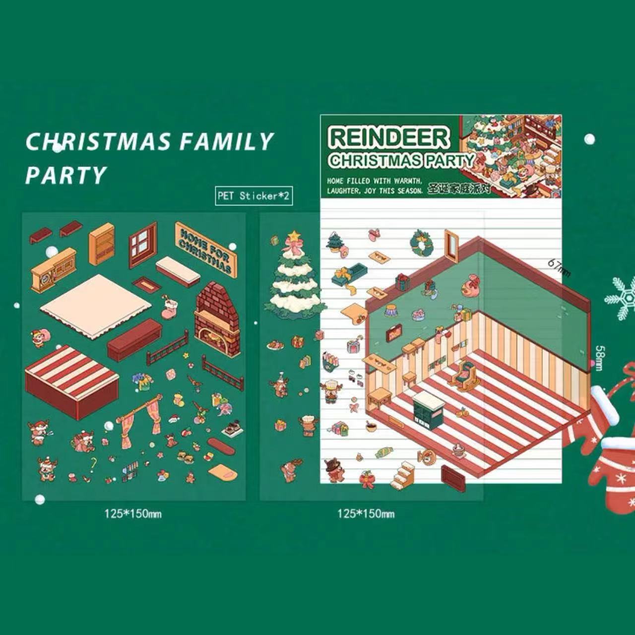Christmas Stickers Scene! Make A Christmas Party|Gift Shop|Panda Dessert Shop|Hamburger - OPICRAFT