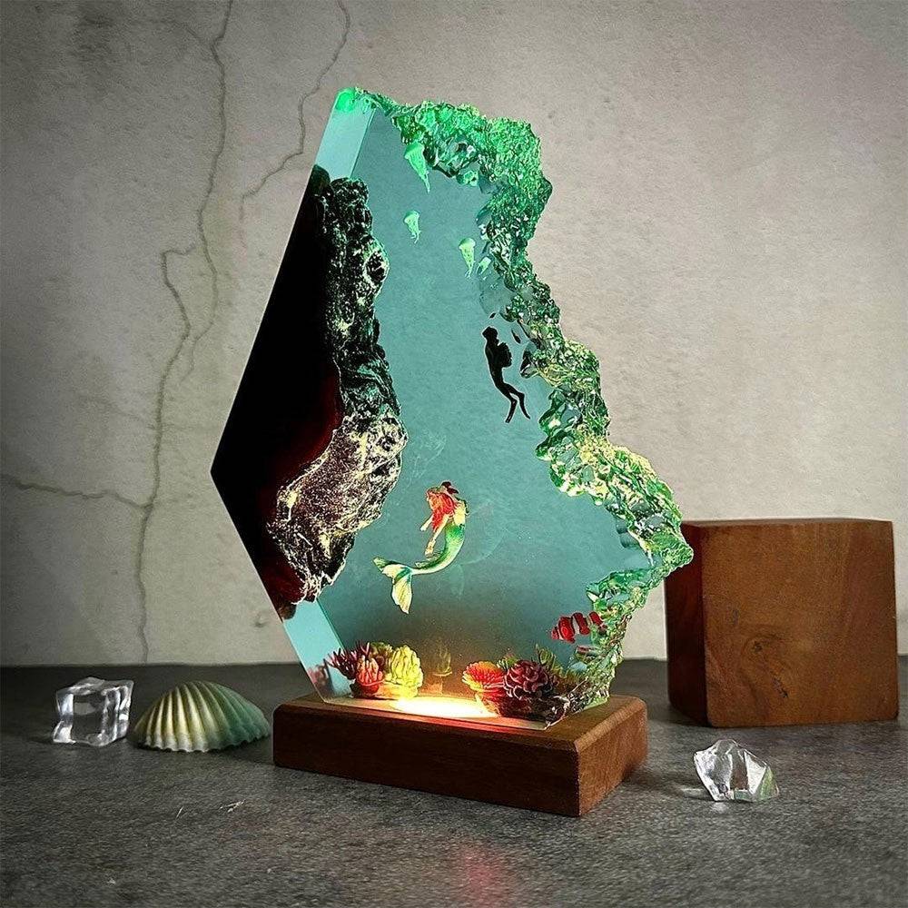 Diorama Mermaid and Diver Night Light Home decor Christmas gift - OPICRAFT