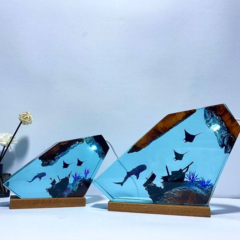 Whale Shark and Rays Resin Night Light - OPICRAFT