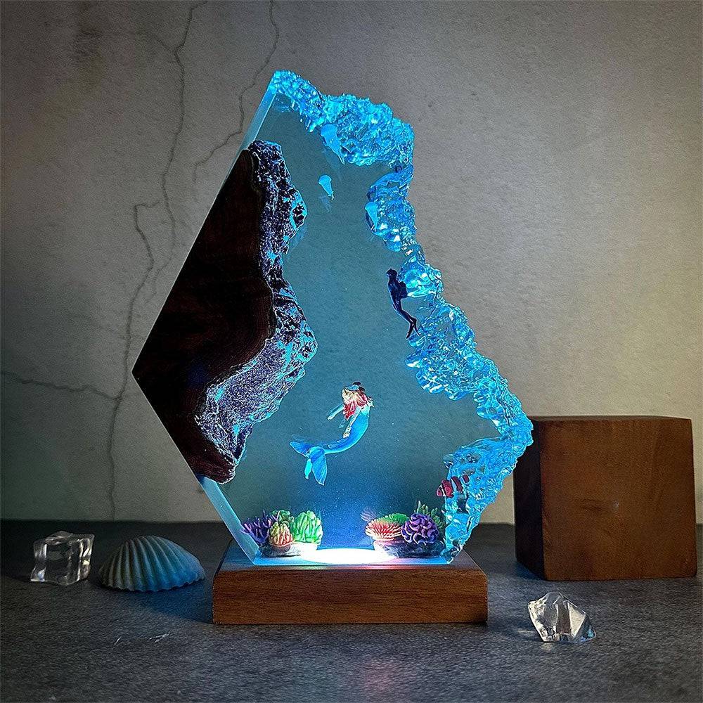 Diorama Mermaid and Diver Night Light Home decor Christmas gift - OPICRAFT