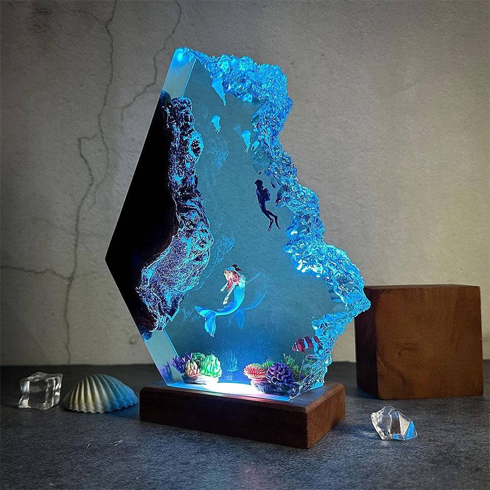Diorama Mermaid and Diver Night Light Home decor Christmas gift - OPICRAFT